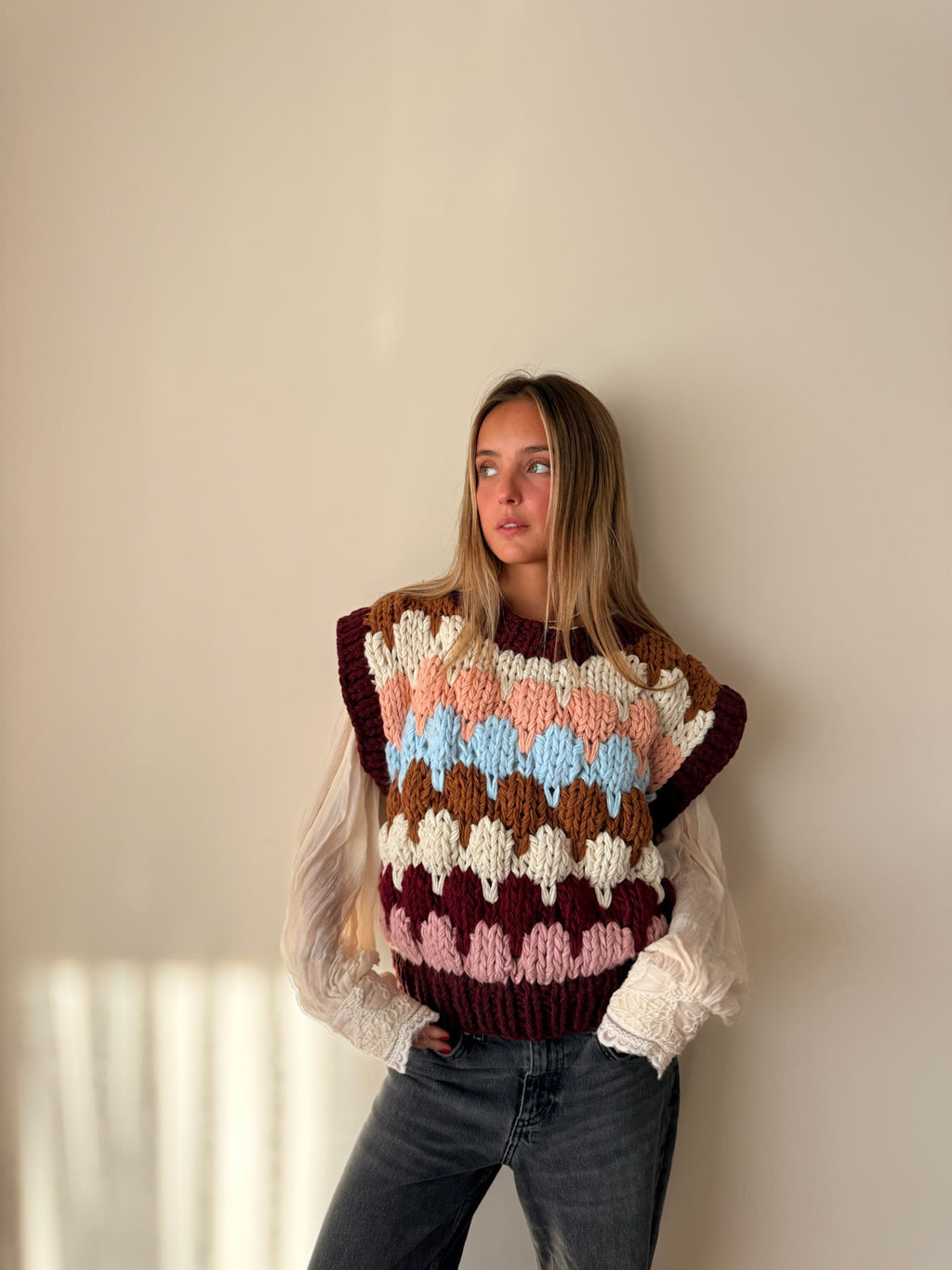 Chaleco Trama Bordeaux