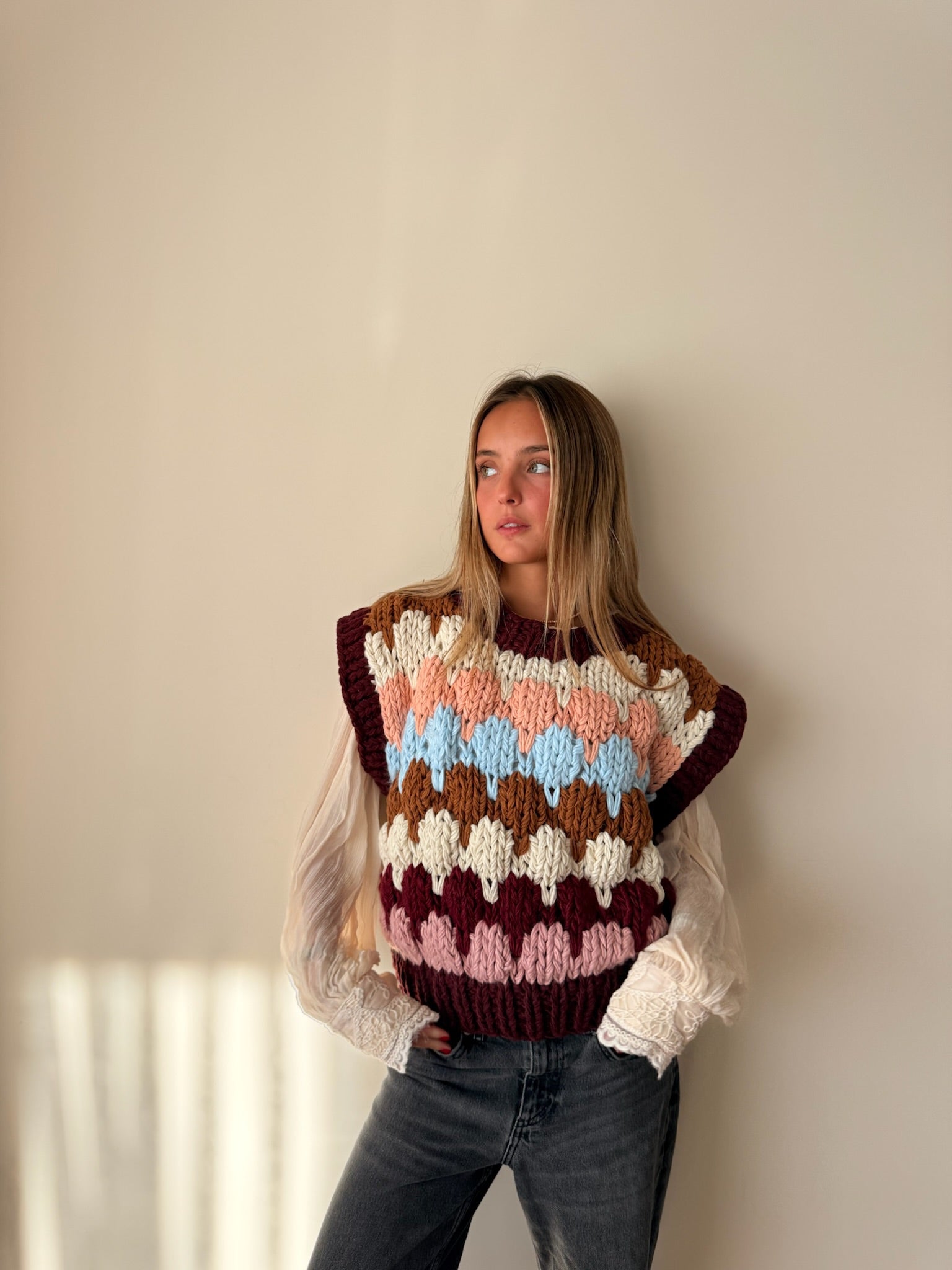 Chaleco Trama Bordeaux